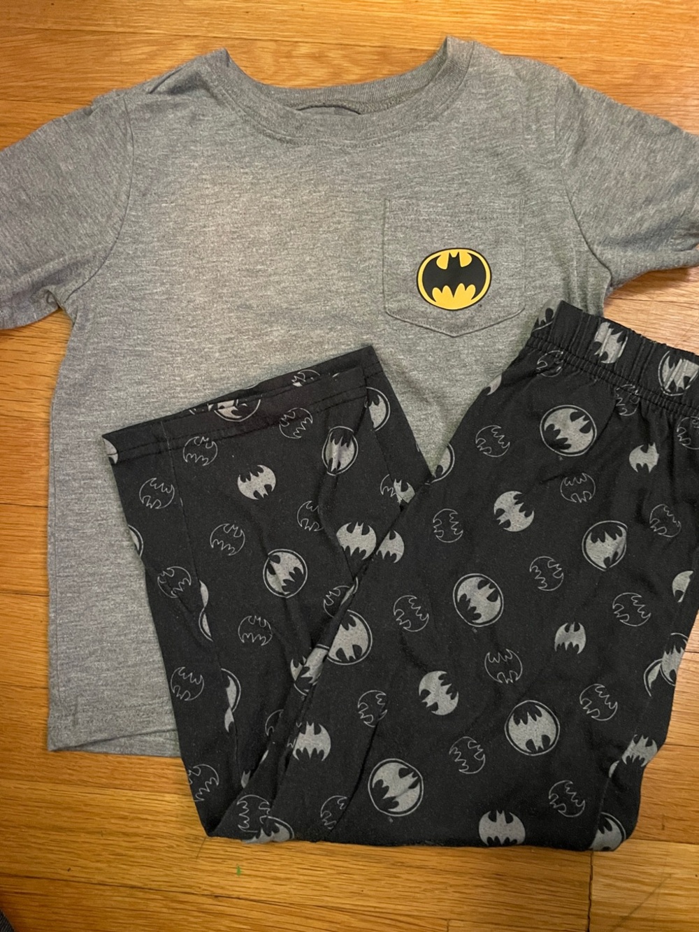 Carter's Gray Top & Black Batman Logo Kids Pajama Set
